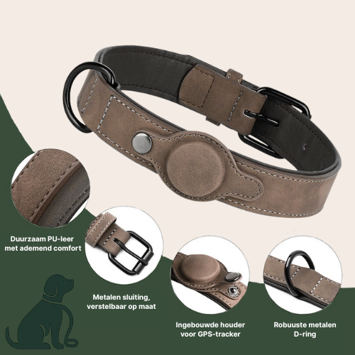 Brutus – Leren AirTag Hondenhalsband